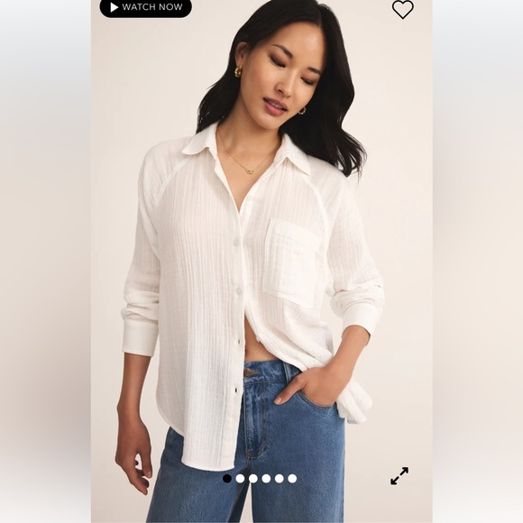 Zsupply Tops - Zsupply, Perfect Airy Gauze Button Up, L